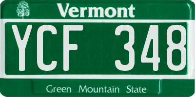 VT license plate YCF348