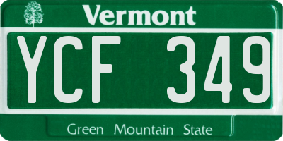 VT license plate YCF349