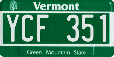 VT license plate YCF351