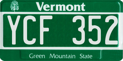 VT license plate YCF352