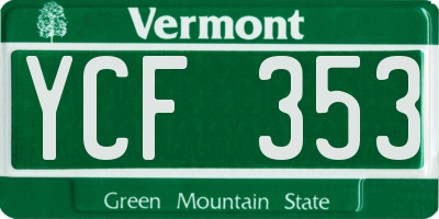 VT license plate YCF353