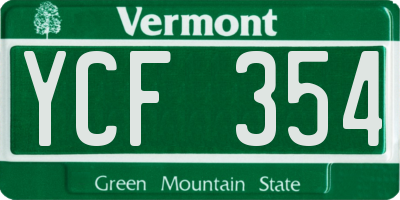 VT license plate YCF354