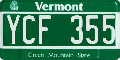 VT license plate YCF355