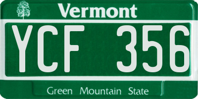 VT license plate YCF356