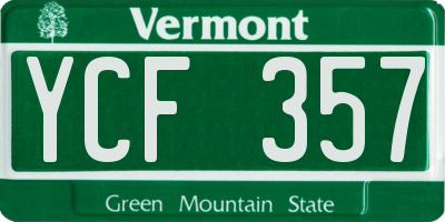 VT license plate YCF357