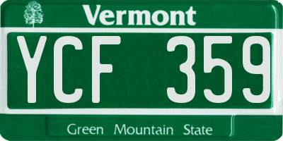 VT license plate YCF359