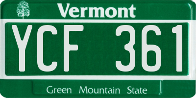 VT license plate YCF361
