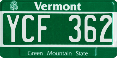 VT license plate YCF362