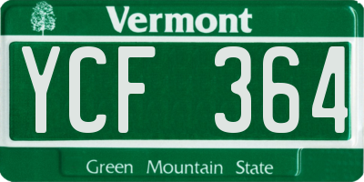 VT license plate YCF364