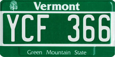 VT license plate YCF366