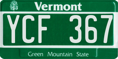 VT license plate YCF367
