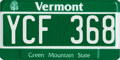 VT license plate YCF368
