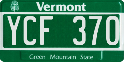 VT license plate YCF370