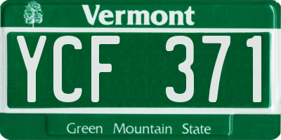 VT license plate YCF371