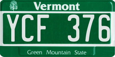 VT license plate YCF376