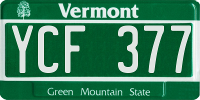 VT license plate YCF377
