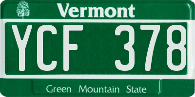 VT license plate YCF378