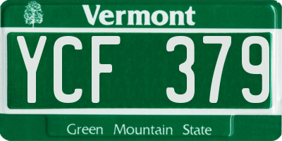 VT license plate YCF379