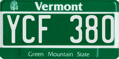 VT license plate YCF380