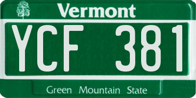 VT license plate YCF381