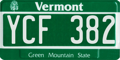 VT license plate YCF382
