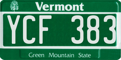 VT license plate YCF383