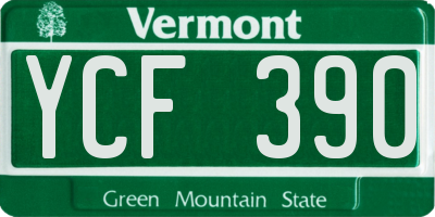 VT license plate YCF390