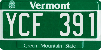 VT license plate YCF391