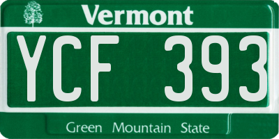 VT license plate YCF393