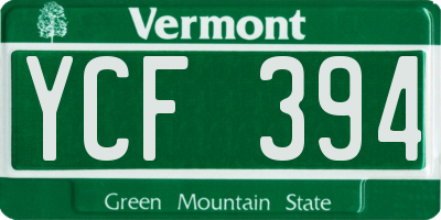 VT license plate YCF394