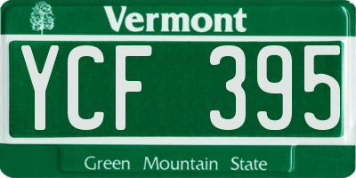 VT license plate YCF395