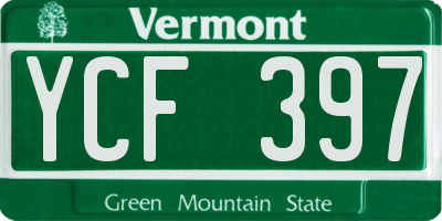 VT license plate YCF397
