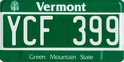 VT license plate YCF399