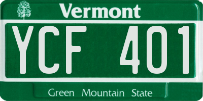 VT license plate YCF401