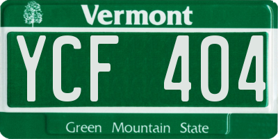 VT license plate YCF404
