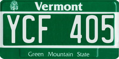 VT license plate YCF405