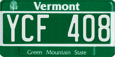 VT license plate YCF408