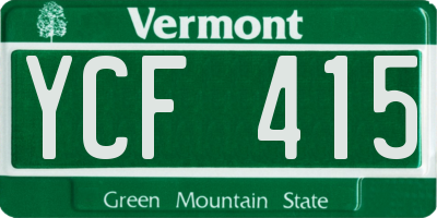 VT license plate YCF415
