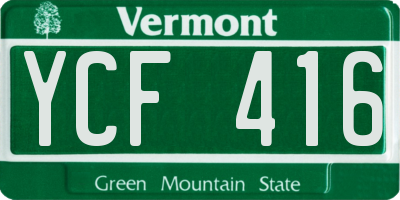 VT license plate YCF416