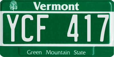VT license plate YCF417