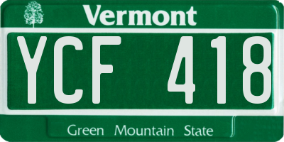 VT license plate YCF418