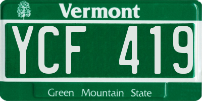 VT license plate YCF419