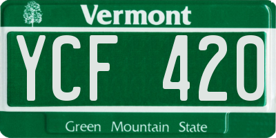 VT license plate YCF420