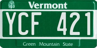 VT license plate YCF421