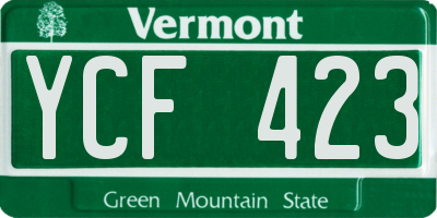 VT license plate YCF423