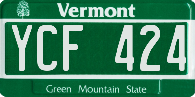 VT license plate YCF424