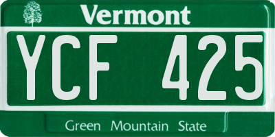 VT license plate YCF425