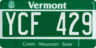 VT license plate YCF429