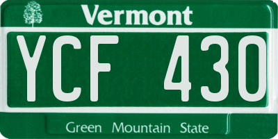 VT license plate YCF430