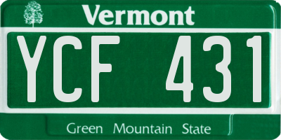 VT license plate YCF431
